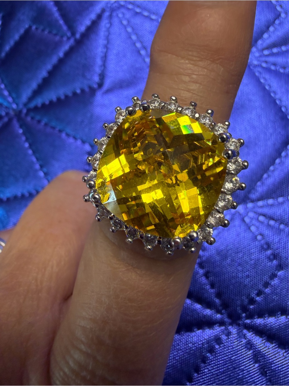 Park Lane Yellow Crystal Halo Statement Ring Size 8 New